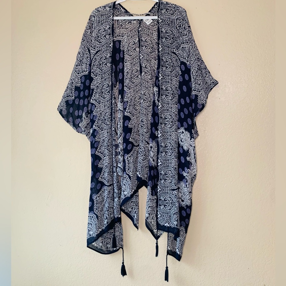 BILA Made In India Lynn Beachy Boho Tassel Open Front Kimono O/S